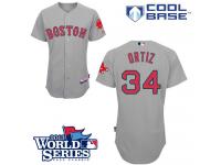 Grey David Ortiz Men #34 Majestic MLB Boston Red Sox 2013 World Series Cool Base Road Jersey