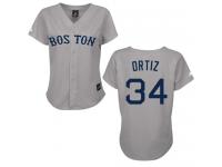 Grey David Ortiz Women #34 Majestic MLB Boston Red Sox Jersey
