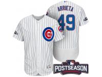 Men Chicago Cubs Jake Arrieta #49 NL Central Champions White 2016 Postseason Patch Flex Base Jersey
