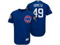 Men Chicago Cubs Jake Arrieta #49 Royal 2017 Spring Training Cactus League Patch Authentic Collection Flex Base Jersey