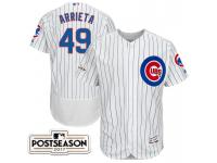 Men Chicago Cubs Jake Arrieta #49 White 2017 Postseason Patch Flex Base Jersey