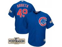 Men Jake Arrieta #49 Chicago Cubs 2017 Postseason Royal Cool Base Jersey