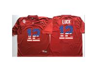 Men Stanford Cardinal #12 Andrew Luck Red USA Flag College Jersey