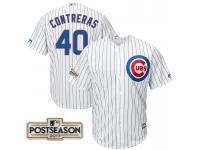 Men Willson Contreras #40 Chicago Cubs 2017 Postseason White Cool Base Jersey