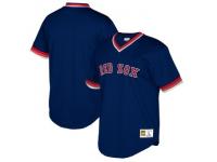 Men's Boston Red Sox Mitchell & Ness Navy Big & Tall Cooperstown Collection Mesh Wordmark V-Neck Jersey
