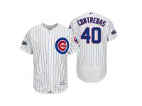 Men's Cubs 2018 Postseason White Willson Contreras Flex Base Home Jersey