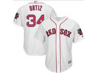 Men's Majestic Boston Red Sox #34 David Ortiz Authentic White Home Retirement Patch Cool Base MLB Jersey