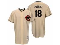 Men's Majestic Chicago Cubs #18 Ben Zobrist Cream Cooperstown Throwback MLB Jersey