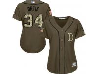 Red Sox #34 David Ortiz Green Salute to Service Women Stitched Baseball Jersey