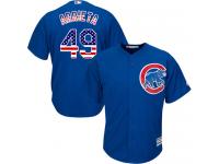 Royal Blue Jake Arrieta Men #49 Majestic MLB Chicago Cubs USA Flag Fashion Jersey