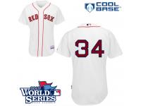 White David Ortiz Men #34 Majestic MLB Boston Red Sox 2013 World Series Cool Base Home Jersey