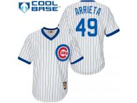 White Jake Arrieta Men #49 Majestic MLB Chicago Cubs Cooperstown Home Jersey