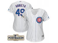 Women Jake Arrieta #49 Chicago Cubs 2017 Postseason White Cool Base Jersey