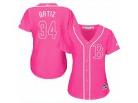 Women Majestic Boston Red Sox #34 David Ortiz Pink Fashion MLB Jersey