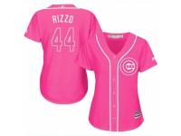 Women Majestic Chicago Cubs #44 Anthony Rizzo Pink Fashion MLB Jersey