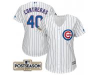 Women Willson Contreras #40 Chicago Cubs 2017 Postseason White Cool Base Jersey