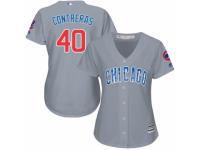 Women's Majestic Chicago Cubs #40 Willson Contreras Grey Road MLB Jersey