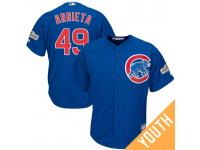 Youth Jake Arrieta #49 Chicago Cubs 2017 Postseason Royal Cool Base Jersey
