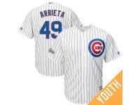 Youth Jake Arrieta #49 Chicago Cubs 2017 Postseason White Cool Base Jersey