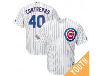 Youth Willson Contreras #40 Chicago Cubs 2017 Postseason White Cool Base Jersey