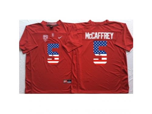 Men Stanford Cardinal #5 Christian McCaffrey Red USA Flag College Jersey