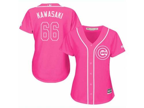 Women Majestic Chicago Cubs #66 Munenori Kawasaki Pink Fashion MLB Jersey