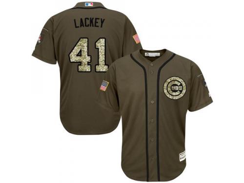 Youth Cubs #41 John Lackey Green Salute to Service Stitched Baseball Jersey